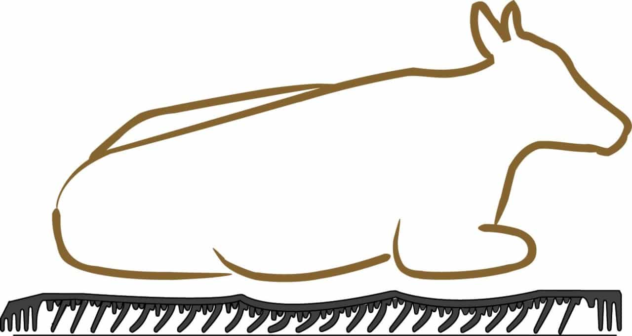 Graphic of cow laying on KRAIBURG WINGFLEX Rubber Stall Mat