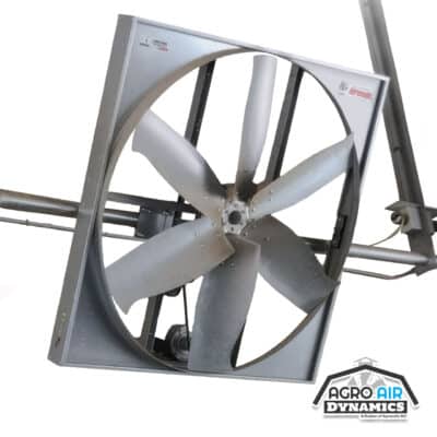 Agro Breeze panel fan for sale (hanging side view).