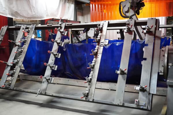 Metal fabrication shop robotic welder machine.