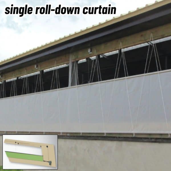 Single roll down Barn Curtains.