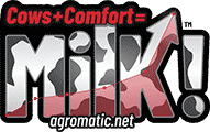 Agromatic: Cows + Comfort = Milk! (TM) logo.
