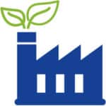 Green factory icon.