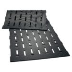 Beef Cattle slat mats: KRAIBURG LOSPA swiss rubber matting with drainage holes.