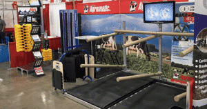 RELAX flexible freestalls, KRAIBURG rubber stall mats, EasySwing cow brushes in Agromatic booth at Keystone Farm Show.