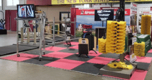 FreeFEED flexible feeding system, RELAX flexible freestalls, EasySwing cow brushes and KRAIBURG rubber flooring and rubber stall mats at the New York Farm Show in Syracuse, New York.