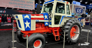 CASE tractor with patriotic star design at the 2026 National Farm Machinery Show in Louisville, KY.