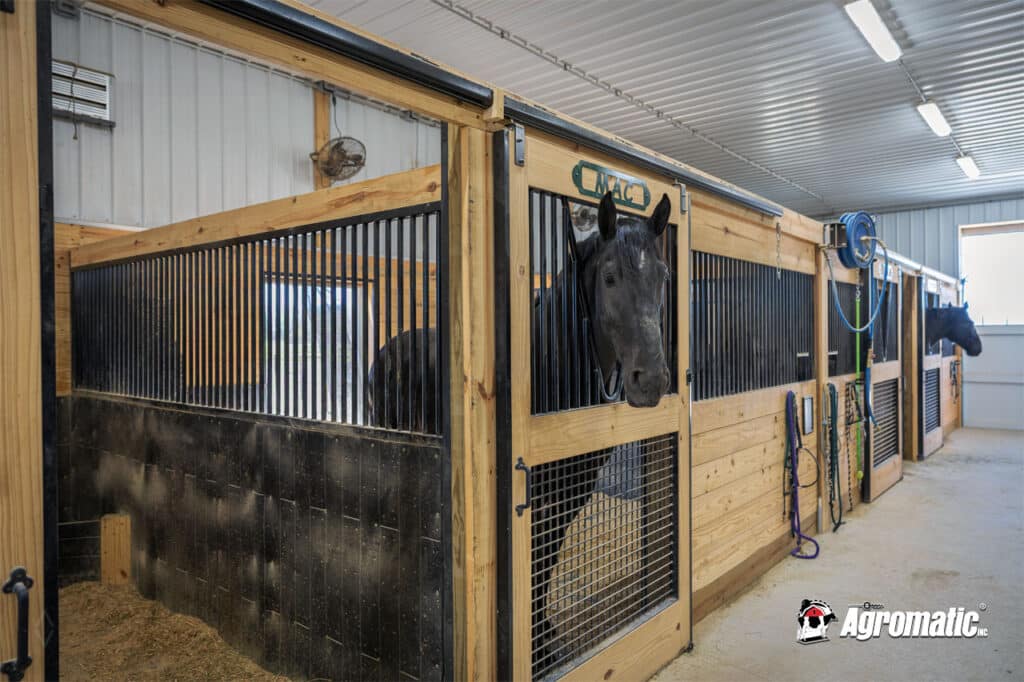 Breezy Hills Campground modern horse stables with horse mats and heavy duty stable wall padding.