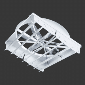 Agro Air Dynamics Cyclone recirculating fan on gray background.