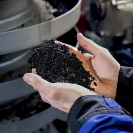 Quality rubber raw material at the KRAIBURG factory in Germany.